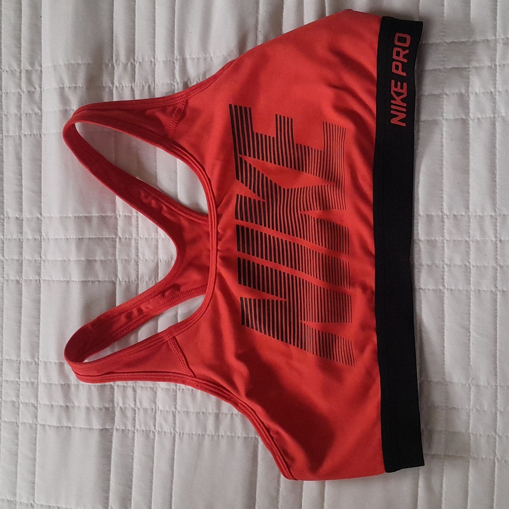 NIKE PRO DRI-FIT RED & BLACK SPORTS BRA SIZE L
